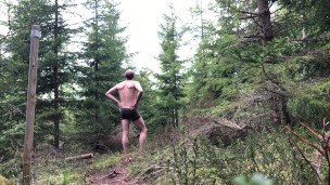 Undressing while walking on a public trail