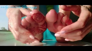foot massage wet feet slippery toes light foot strokes beautiful nails pedicure sexy GinnaGg