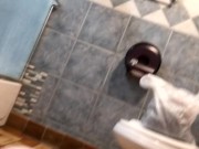 Fucking chubby wife in a truck stop bathroom. 16/16