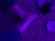 Blue nail polished toes 