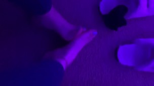 Blue nail polished toes 