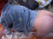 Passionate sucking and sex in nature with a redhead girl - creampie 15/16