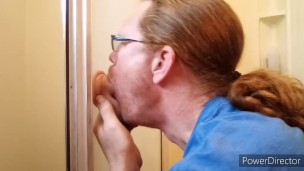 Blowing dildo in bathroom