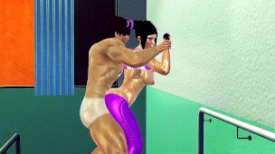 Street fighter Muscular Juri Han Standing doggy anal fucks 3d hentai