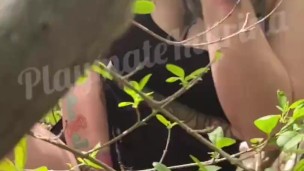 HOT TATTOOED BLONDE CAUGHT in the WOODS 