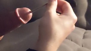 Crossdresser in Stockings tries Sounding