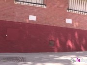 Horny babe teases guys and sucks their cocks in the street 7/16