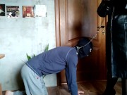 Mistress trains her slave to drink urine from a bowl 3/16