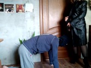 Mistress trains her slave to drink urine from a bowl 5/16