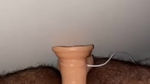 Solo trans man dildo play