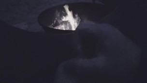 I saw him stroking his cock alone by the campfire, so I came to him with my mouth to help him Cum 