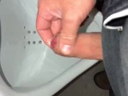 Almost Caught jerking off in front of the urinal because of the camera light, had to stop for later 