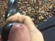 Cumming outside with vibrating wand 