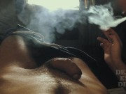 Roommate girl feels like smoking and giving me a handjob