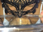 Submissive stepdaughter playing like a puppy and drinking her own and her owner's piss (urine)