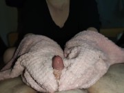 I give him a two-handed handjob with my teddy sweater *Huge Cumblast* 9/16