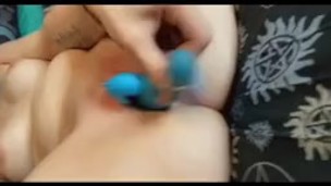 Petite girl fucks herself till she cums