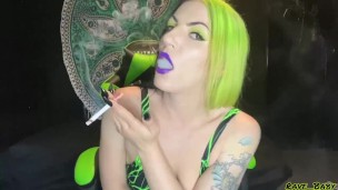Sensual smoking goddess ashtray POV