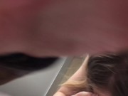Hottie Petite Girl sucked in the locker room of the store (risky blowjob)