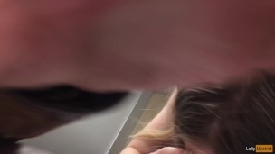 Hottie Petite Girl sucked in the locker room of the store (risky blowjob)