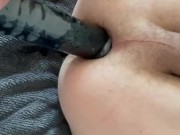 Shoving a 2 inch thick black dildo in my ass…