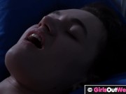 Small titted teen with wet hairy pussy fingered and dildoed by her exotic roommate 10/16