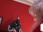 Busty UK dommes humiliating small dick during handjob 2/16