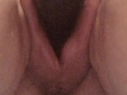 Pussy swallows black dildo