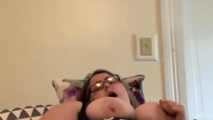 Bbw plays with two toys and cums loud and hard