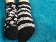 Fuzzy ankle sock tease