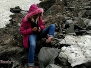 EXTREME Teen adventures: Stripping in snowy mountains from puffer jacket up to nude Angel Fowler 13/16