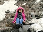 EXTREME Teen adventures: Stripping in snowy mountains from puffer jacket up to nude Angel Fowler 15/16