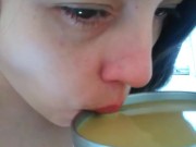 Naked Nudist Crazy White Girl Onlyfans Only FANS ManyVids Cam Slut Drinks Morning Coffee Lunatic 13/16