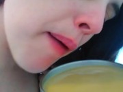 Naked Nudist Crazy White Girl Onlyfans Only FANS ManyVids Cam Slut Drinks Morning Coffee Lunatic 15/16