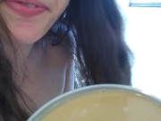 Naked Nudist Crazy White Girl Onlyfans Only FANS ManyVids Cam Slut Drinks Morning Coffee Lunatic 2/16