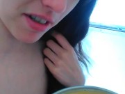 Naked Nudist Crazy White Girl Onlyfans Only FANS ManyVids Cam Slut Drinks Morning Coffee Lunatic 7/16