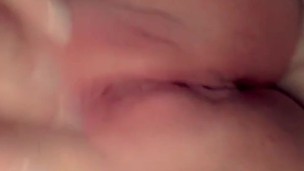 Thick white girl touches pussy