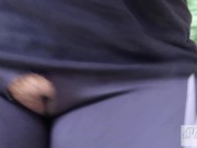 Talking a Walk In My Crotchless Gym Short - Pussy Reveal