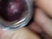 Close up inside pussy face fucked while fucked with a bottle cumming the whole time 2/16