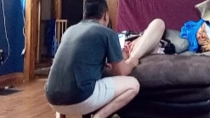 Behind the scenes clit rubbing orgasm