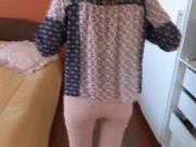 Latin mother, exhibits herself in front of her house employees and asks them to masturbate