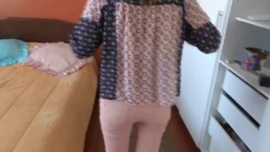 Latin mother, exhibits herself in front of her house employees and asks them to masturbate