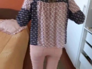 Latin mother, exhibits herself in front of her house employees and asks them to masturbate