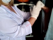 Suddenly cummed on the nurse while taking the sperm analysis 12/16