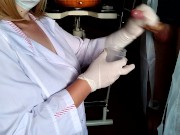Suddenly cummed on the nurse while taking the sperm analysis 13/16