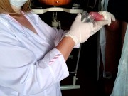 Suddenly cummed on the nurse while taking the sperm analysis 14/16