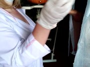 Suddenly cummed on the nurse while taking the sperm analysis 6/16