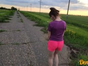 cute girl in glasses gives a good blowjob and loves anal sex on a motorcycle 2/16