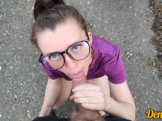 cute girl in glasses gives a good blowjob and loves anal sex on a motorcycle 5/16