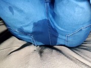 Sexy tired girl go back from party and wetting her jeans 11/16